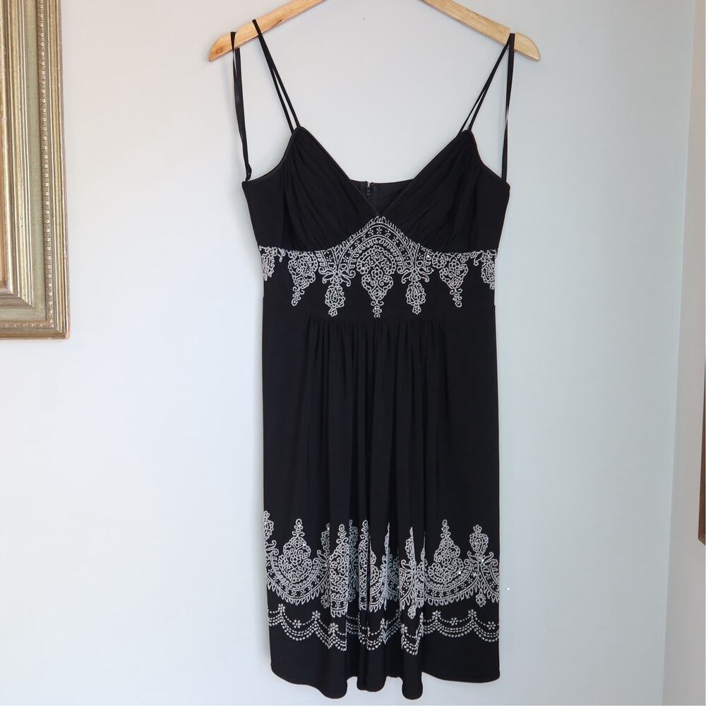 Metaphor Black Embellished Slip Dress Sequin Beaded Sundress Sz M Boho